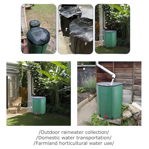 Kngiybo Rain Barrel, Foldable Water Bladder Tanks Container Water Butt Rain Tank Kit, Resistant Water Barrel with Filter Spigot Overflow Kit, Rain Collector Barrel,Large Capacity Garden Bar