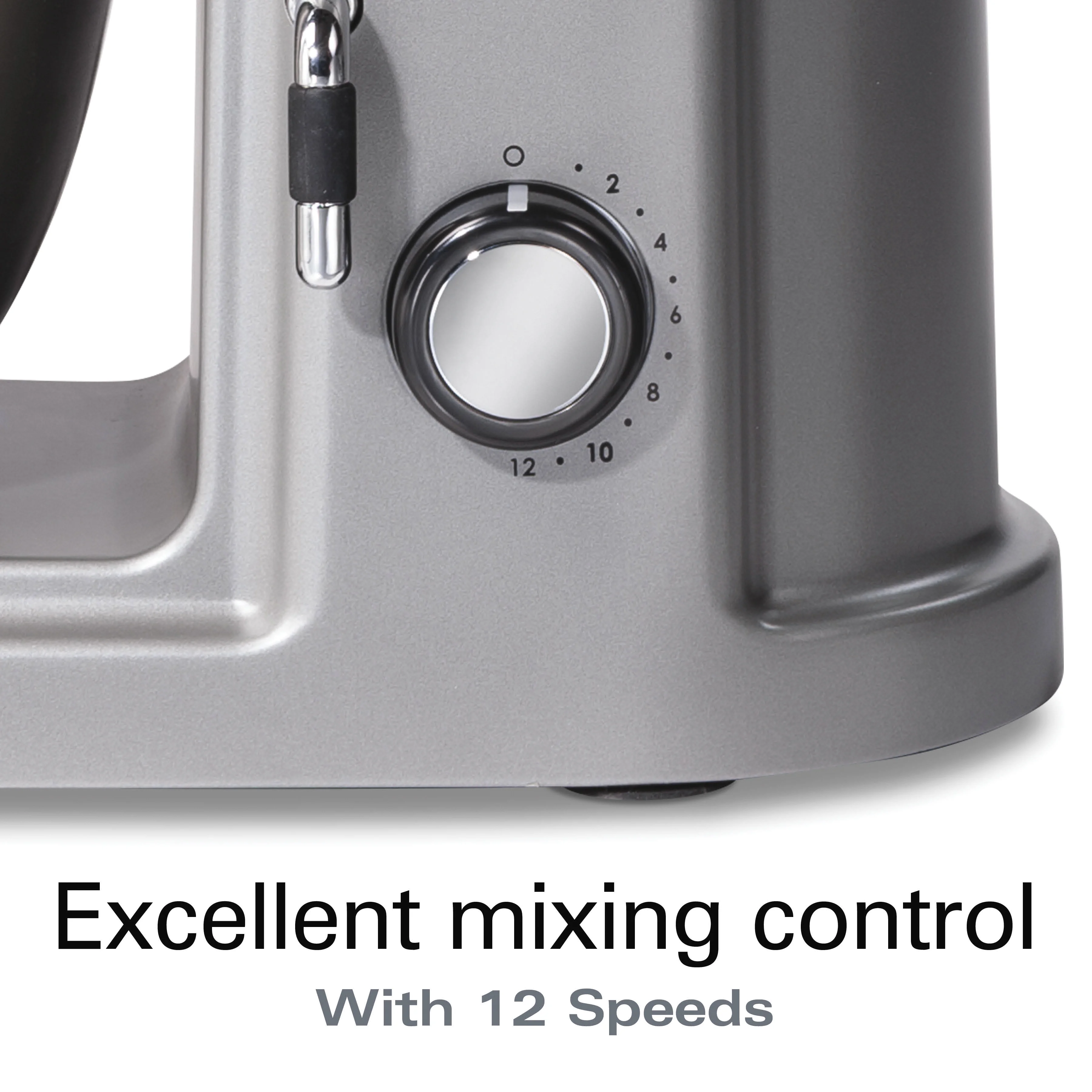 Hamilton Beach Professional All-Metal Stand Mixer, Specialty Attachment Hub, 5 Quart Bowl, 12 Speeds, Includes Flat Beater, Dough Hook, Whisk, Silver, 63240