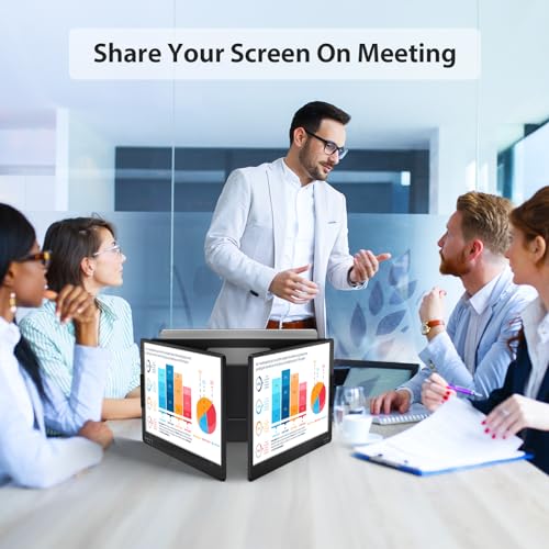 KYY Triple Portable Monitor for Laptop 14'' FHD 1080P USB-C Laptop Screen Extender HDR IPS Computer Display, Dual Monitor for Triple Screen Portable Monitor for Laptop (Mac, Wins, Android)