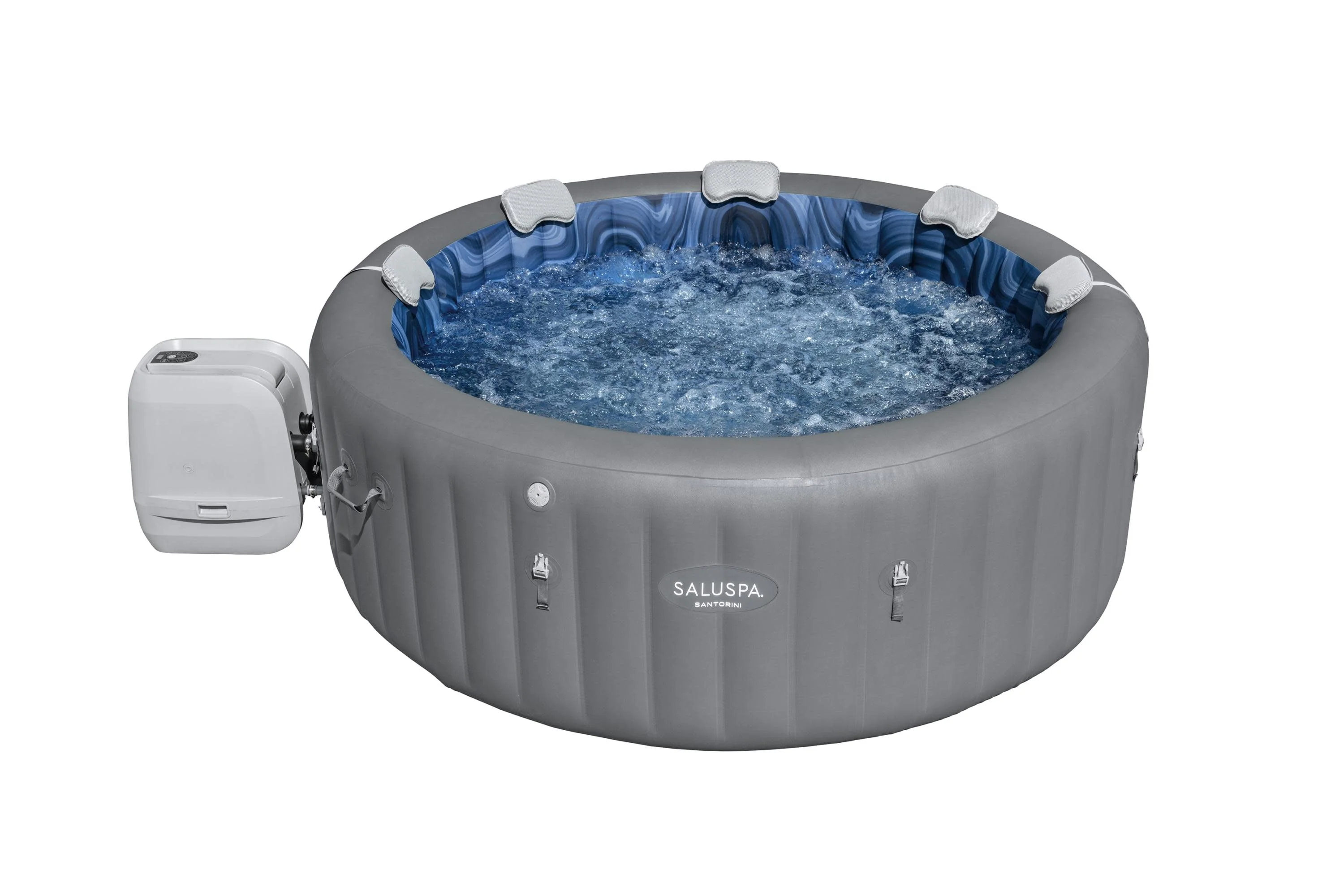 SaluSpa Santorini Inflatable Hot Tub with ColorJet LED Light 5-7 person, Maximum Temperature of 104˚F