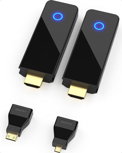 Wireless HDMI Transmitter and Receiver, 1080P 60HZ(Not for 1080i), 98FT, Dual-Band Wi-Fi, 1 TX to 4 RXS, 0.1s Latency, Streaming PC/PS4/Camera/Laptop to TV/Projector/Monitor