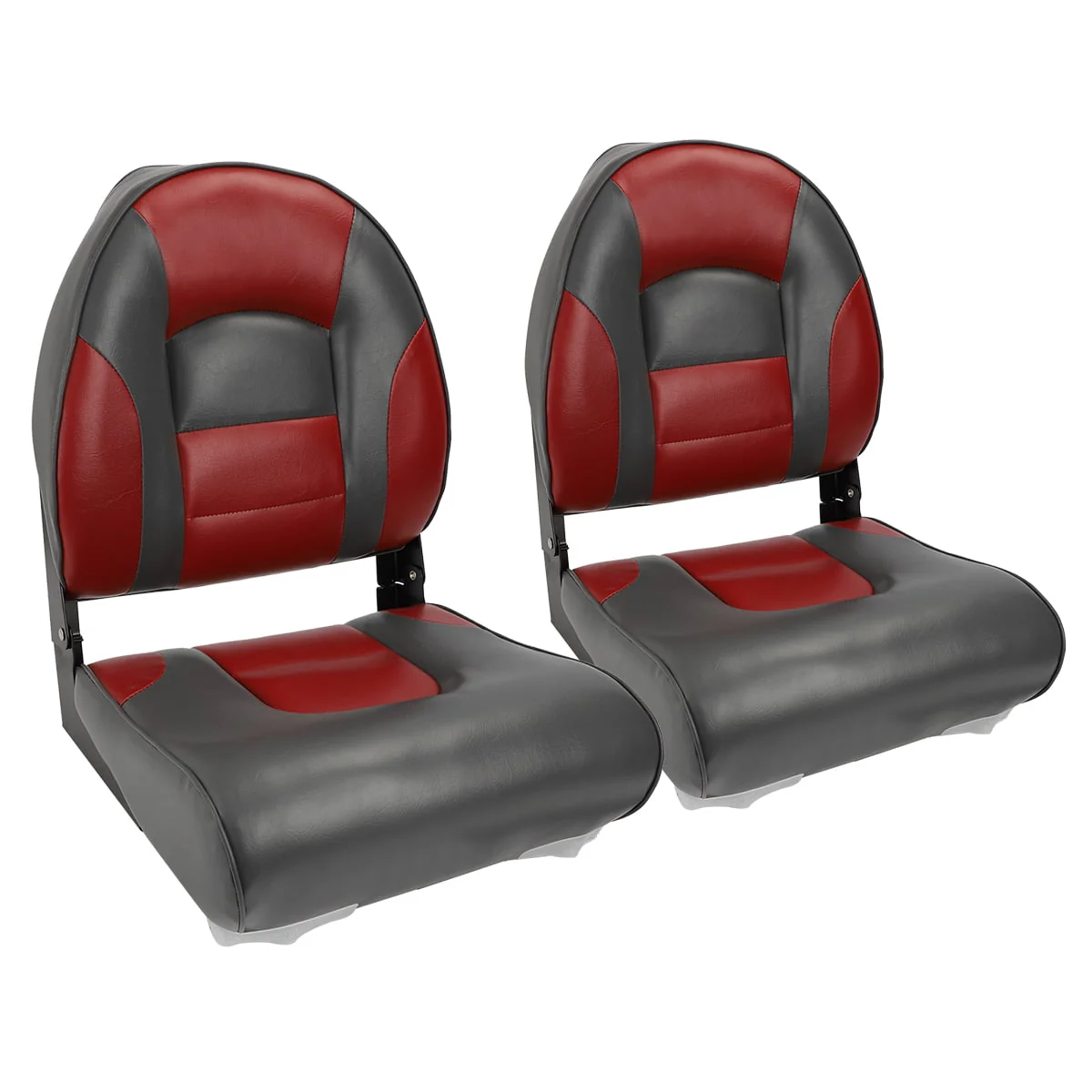 NORTHCAPTAIN S1 Pro Premium High Back Folding Boat Seat,Stainless Steel Screws Included,Charcoal/Black(2 Seats)