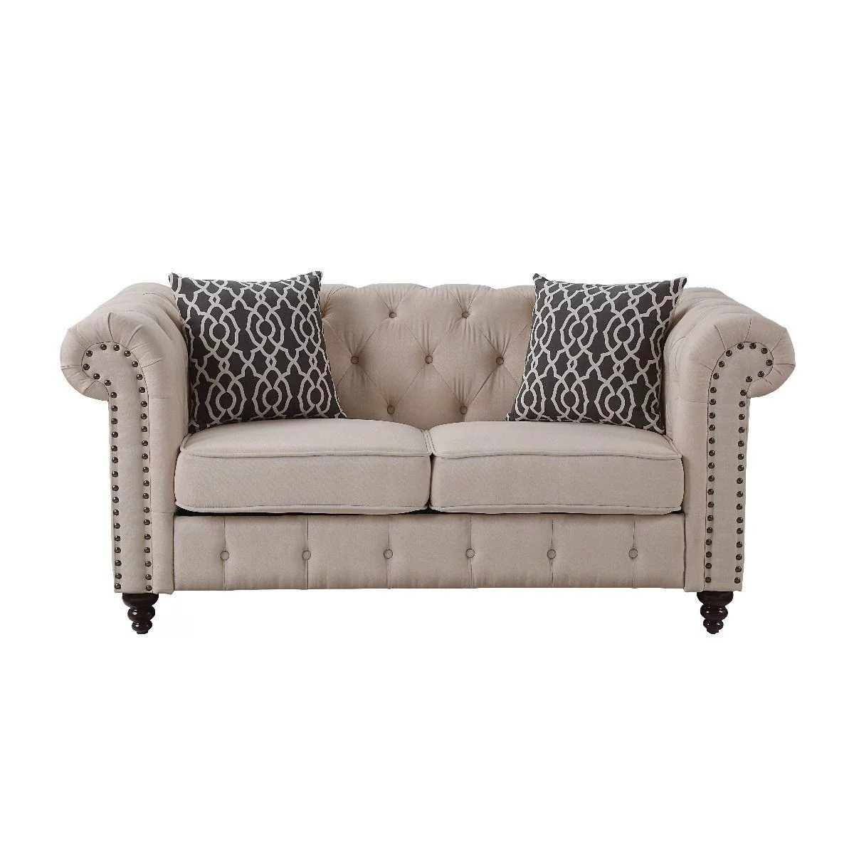 Traditional Tan Linen Sofa + Loveseat + Chair Acme Aurelia 52420-3pcs