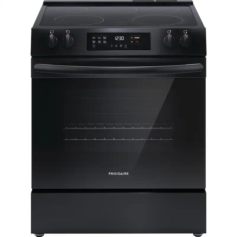 30 in. 5-Element Slide-In Front Control Electric Range with Steam Clean in Black