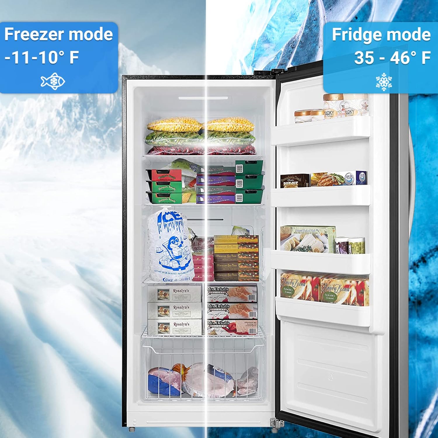 17 Cu. Ft Upright Freezer, Stand Up Freezer, Freestanding Vertical Freezer with Garage Ready, Front Open Single Door, Stainless steel