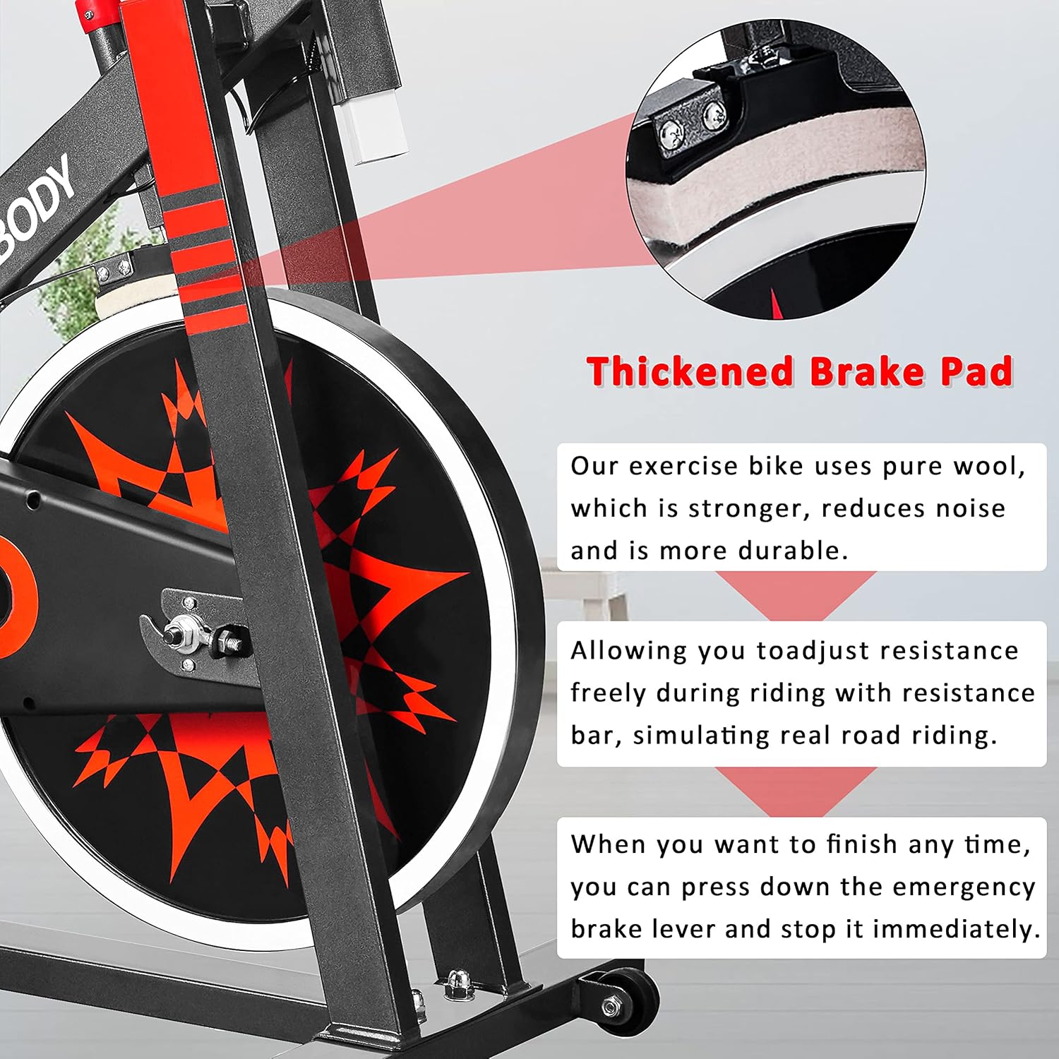 VIGBODY Exercise Bike Indoor Cycling Bicycle Stationary Bikes Cardio Workout Machine Upright Bike Belt Drive Home Gym