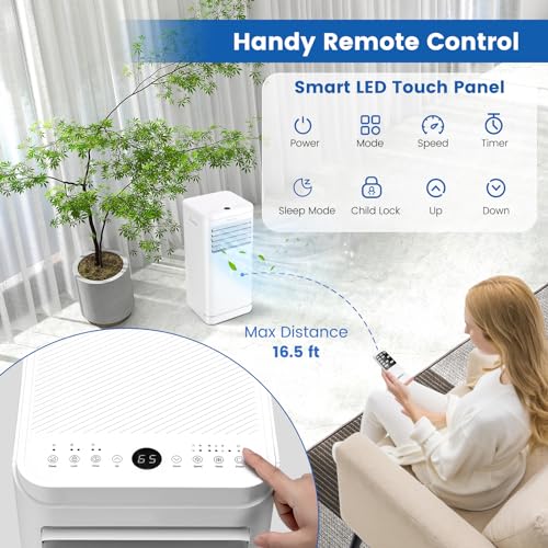 ARLIME Portable Air Conditioner,10000 BTU AC Unit, 3 in 1 Cooling Unit w/Dehumidifier, Fan Mode, Quiet AC Sleep Mode, 24H Timer, LED Display & Remote Control, Cool Rooms up to 250 Sq.Ft