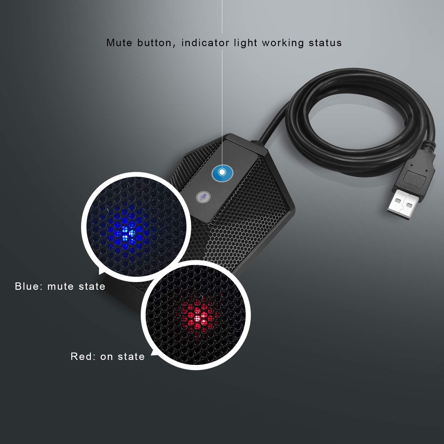 SiZHENG USB Computer Microphone Boundary Microphone Plug and Play Condenser PC Loptop Mic with Mute Button LED Indicator, Ideal for YouTube, Skype, Facetime, Recording, Streaming, Gaming Pack of 2