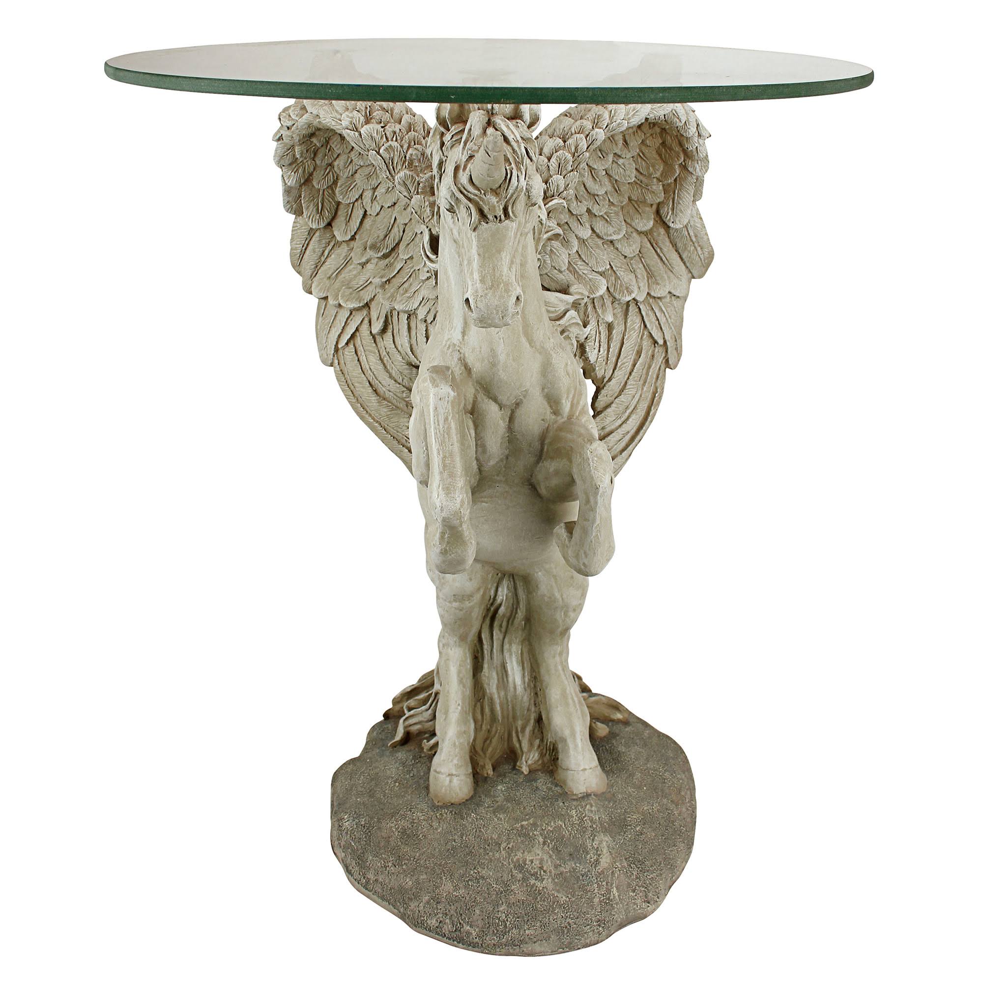 Design Toscano Mystical Winged Unicorn Sculptural Glass-Topped Table