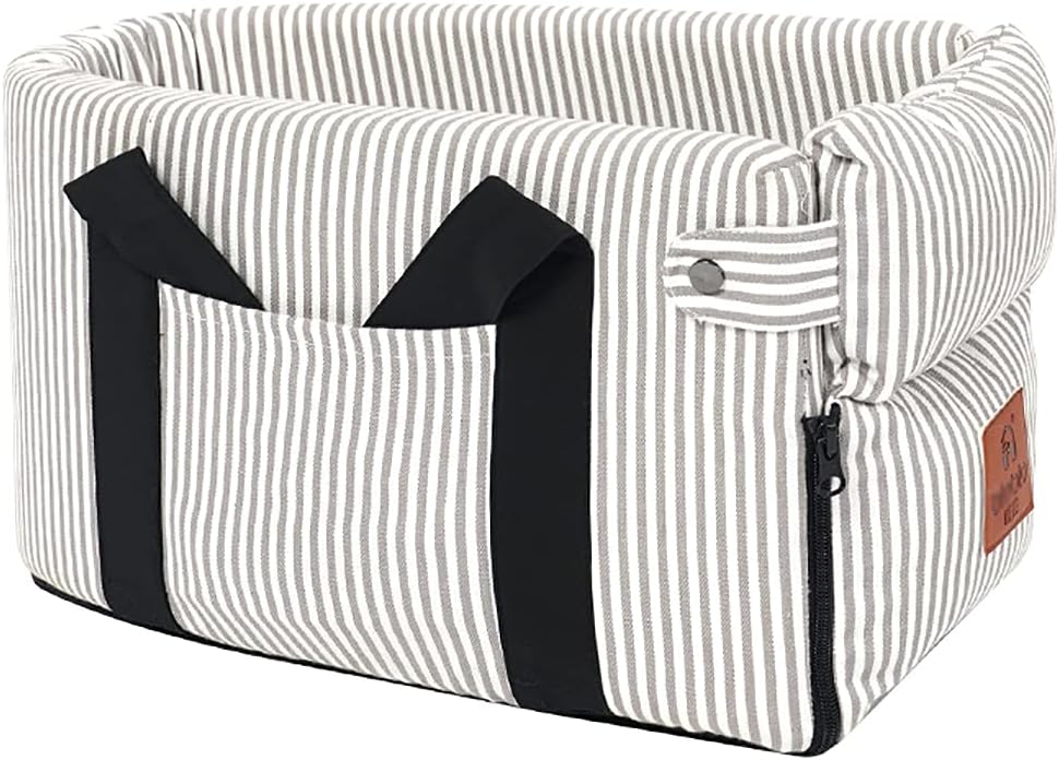 Ximei Dog Booster Car Seat ON Car Armrest Center Console Dog Pet Booster Car Seat Dog Cat Travel Seat Puppy Console for SUV Secure Safety Seat Perfect for Small Dogs Cats (Black and White)