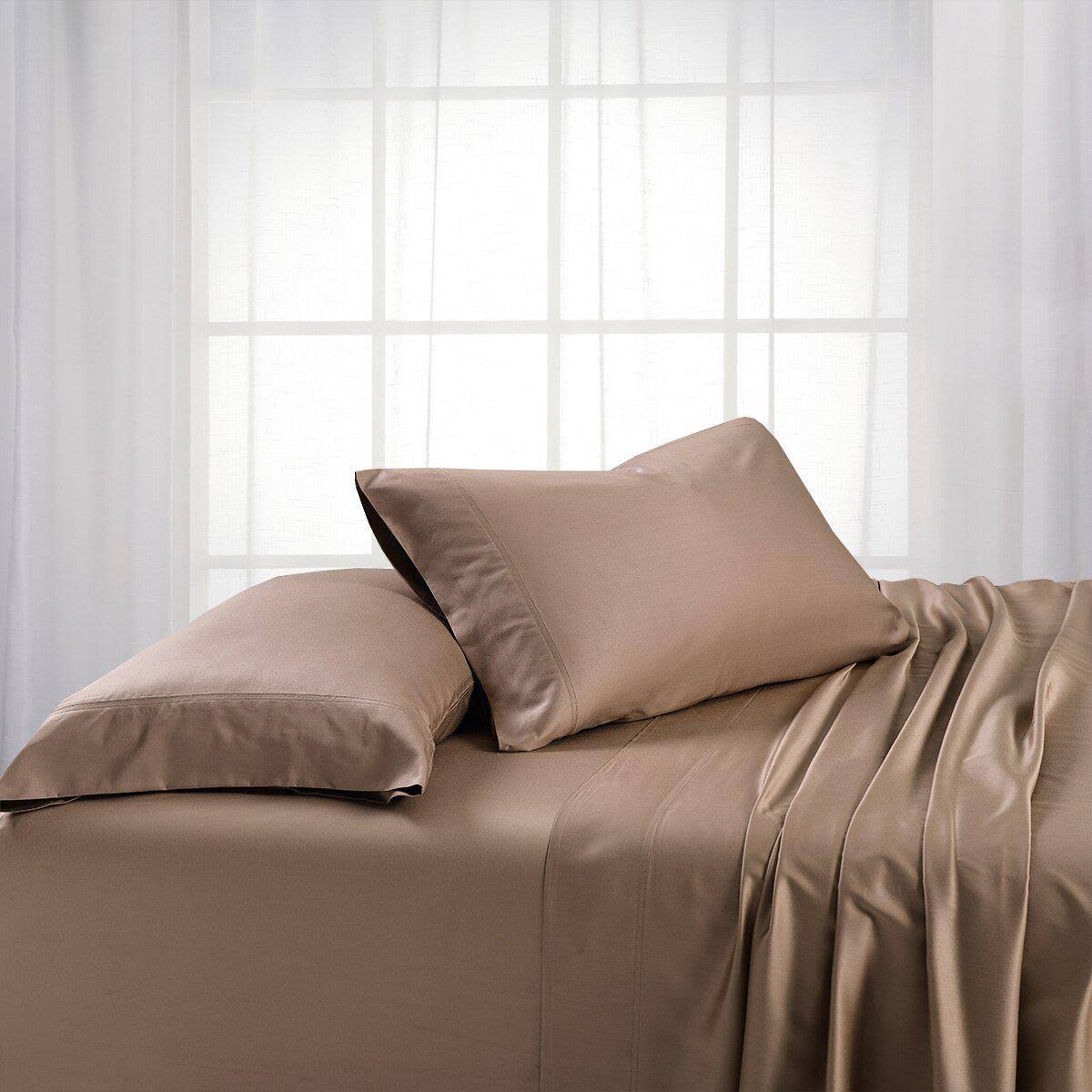 Abripedic Head Split King Bamboo Sheets (Head Split) 600TC Taupe