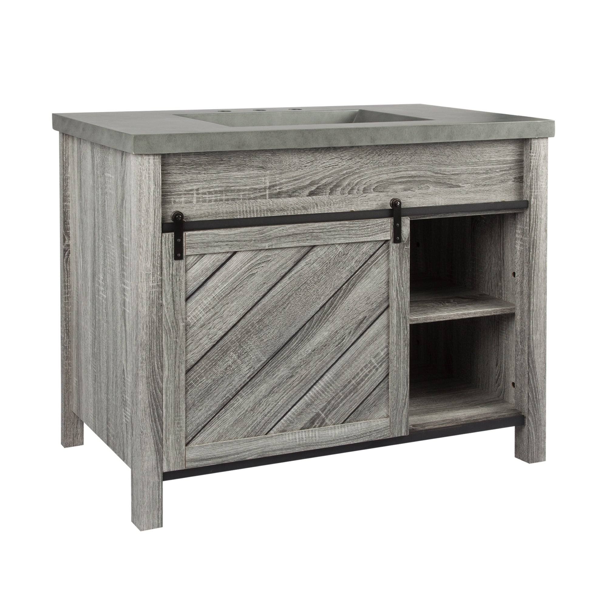 Saint Birch Cristopher Vanity Cabinet with 42-Inch Cement Top - Grey - Wood Finish/Natural Finish