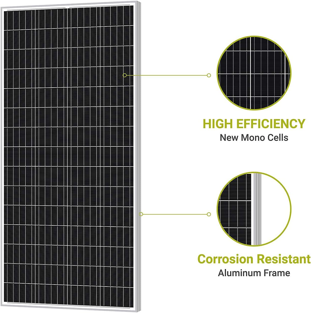 Newpowa 210W(Watts) Solar Panel Monocrystalline 12V High Efficiency Module for RV Marine Boat Trailer Camper Green House Off Grid System