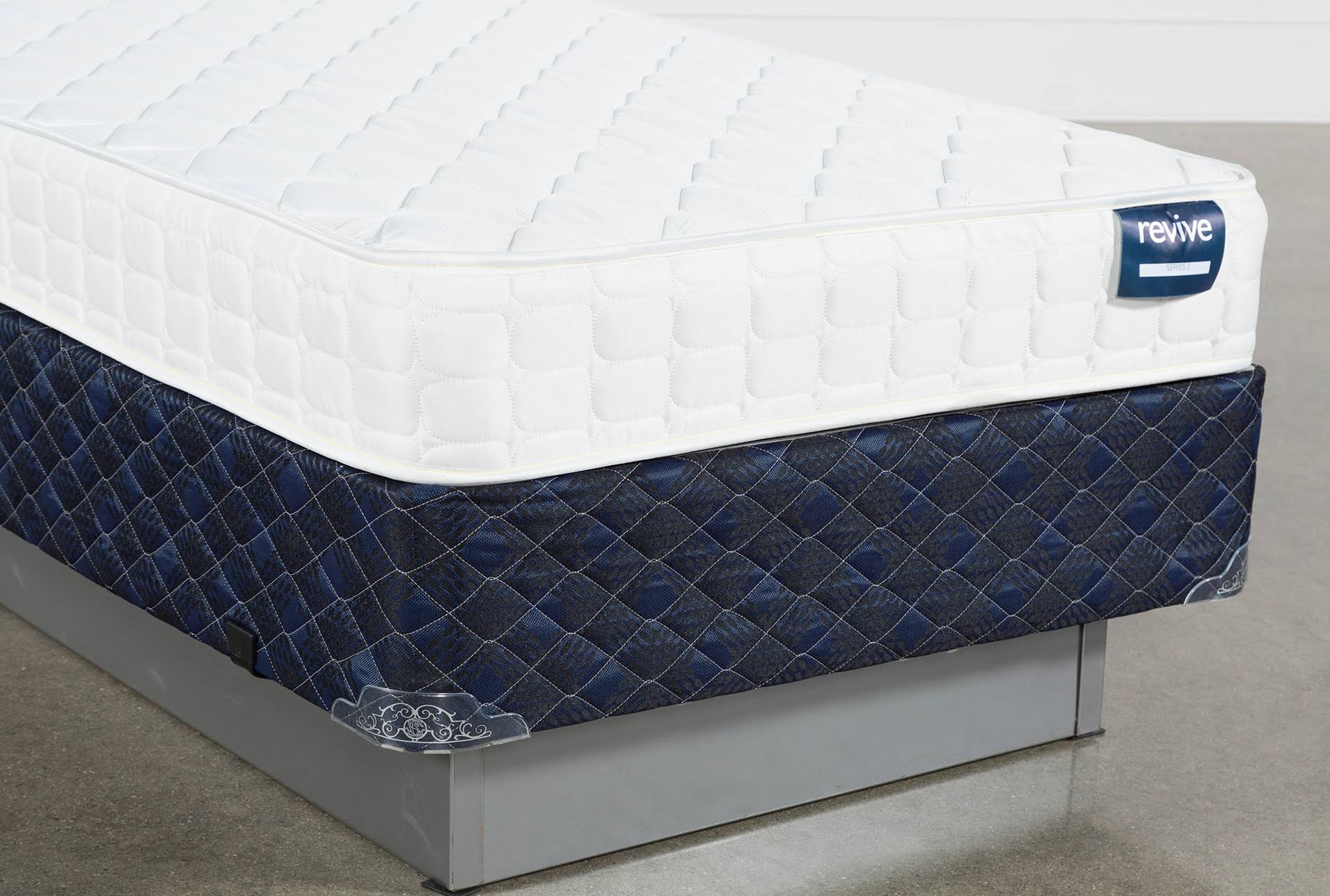 Twin Mattress Set - Revive Series 2 Twin Mattress with Foundation Casual - White - Fabric - 39x22W x 75x22D x 15x22H at Living S
