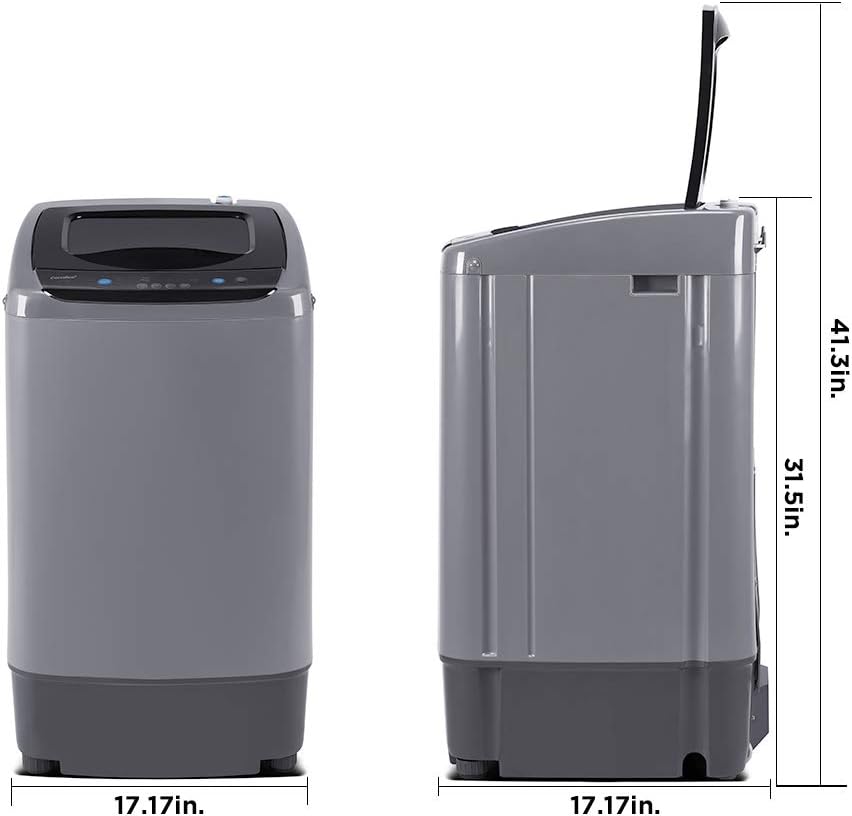 COMFEE' Portable Washing Machine, 0.9 cu.ft Compact Washer, Magnetic Gray & Honey-Can-Do Tripod Clothes Drying Rack, 30 lbs (DRY-02118)