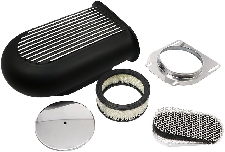 Black Aluminum Polished Fins Hilborn Style Finned Hood Air Scoop Kit Single 4BBL