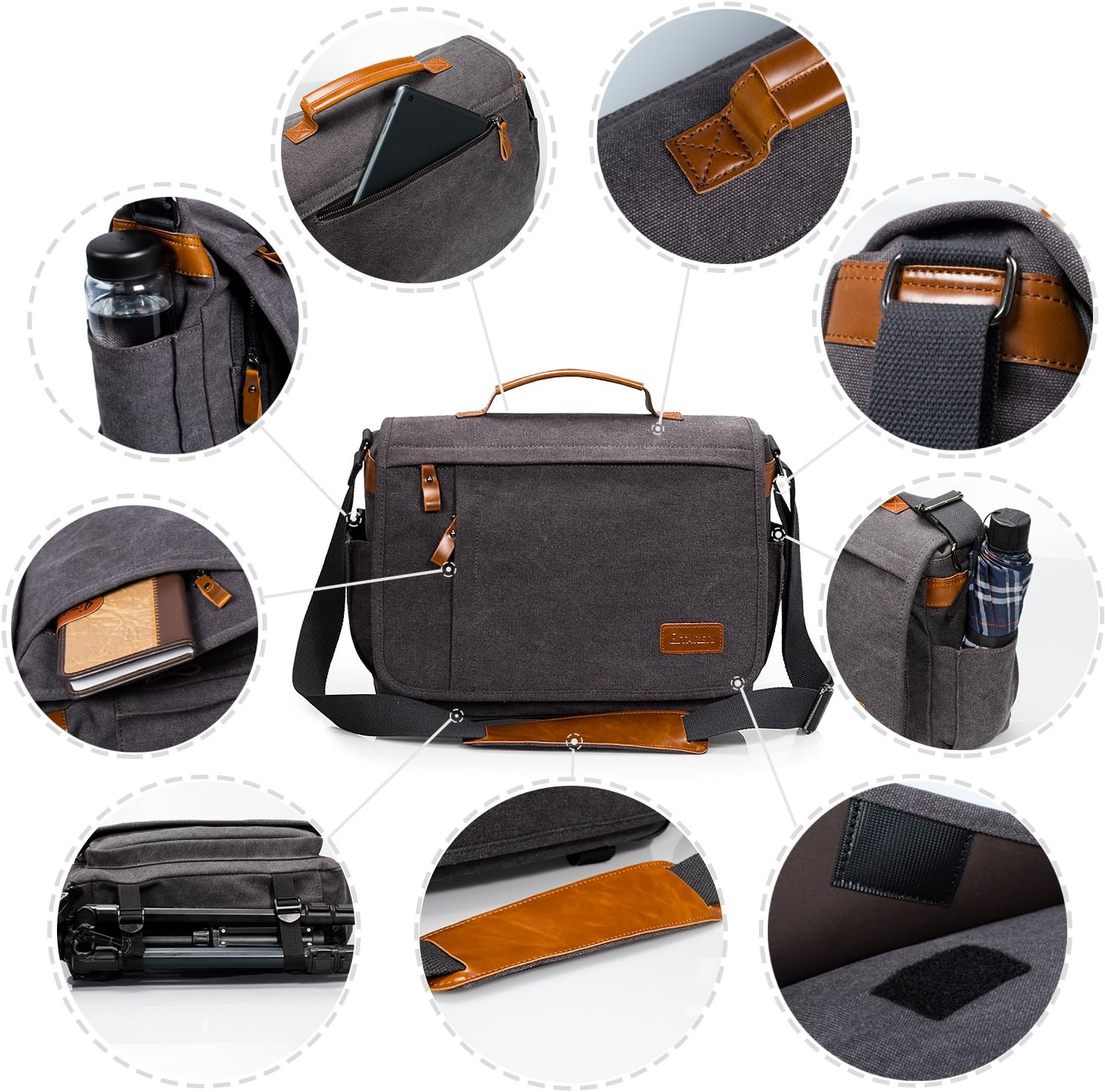 Estarer Camera Messenger Bag for SLR/DSLR Digital Cameras Laptop 15.6inch Shoulder Bag with Camera Insert Sleeve Upgraded Version