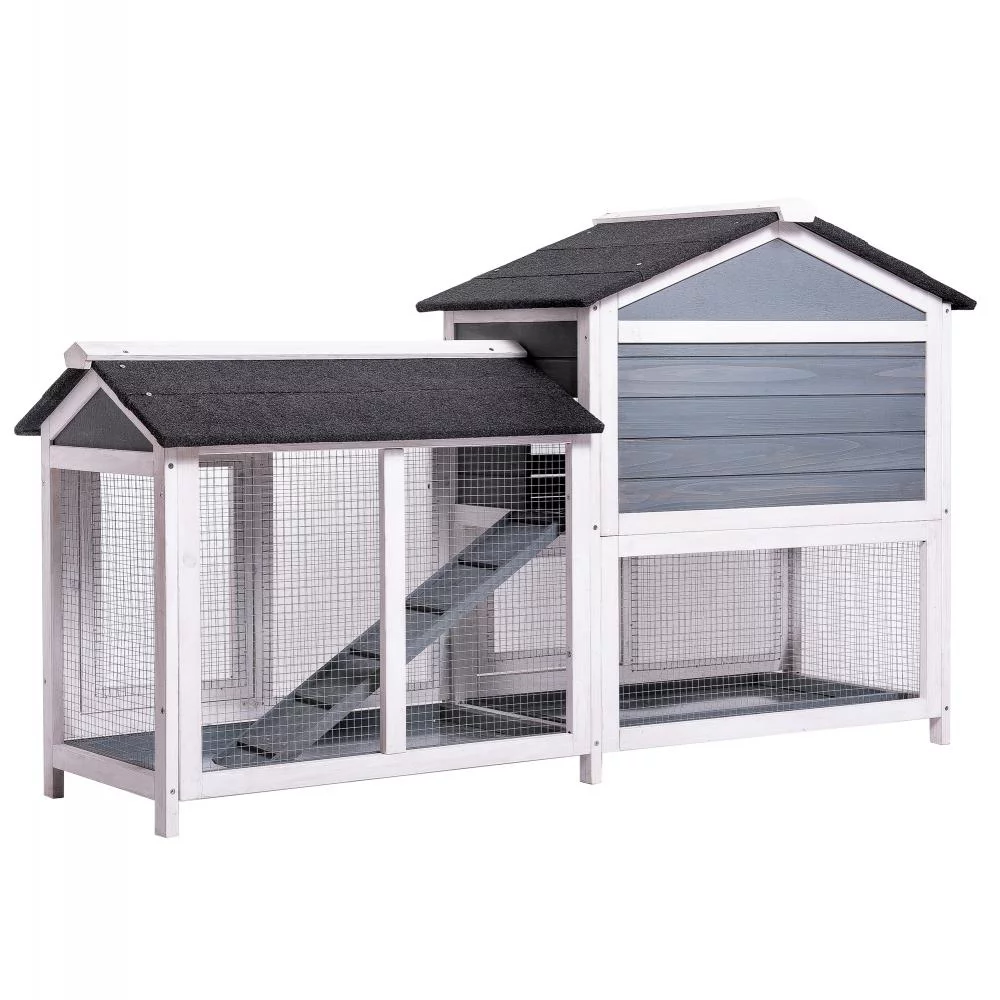 Fooing Chicken Coop Large Wooden Outdoor Bunny Rabbit Hutch Hen Cage with Ventilation Door, Removable Tray & Ramp Garden Backyard Pet House Chicken Nesting Box - Curated Treasures Market