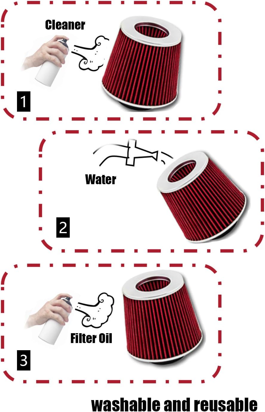 Heat Shield Cold Air Intake Kit with Reusable Blue Filter Compatible with 96-04 Chevy S-10 / Blazer / 96-01 Jimmy / 96-04 GMC Sonoma V6 4.3L