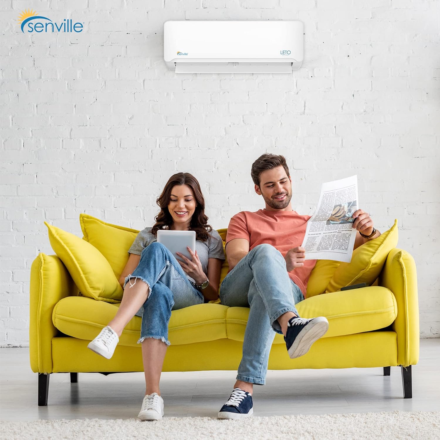 Senville LETO Series Mini Split Air Conditioner Heat Pump, 12000 BTU 208/230V, Works with Alexa, White