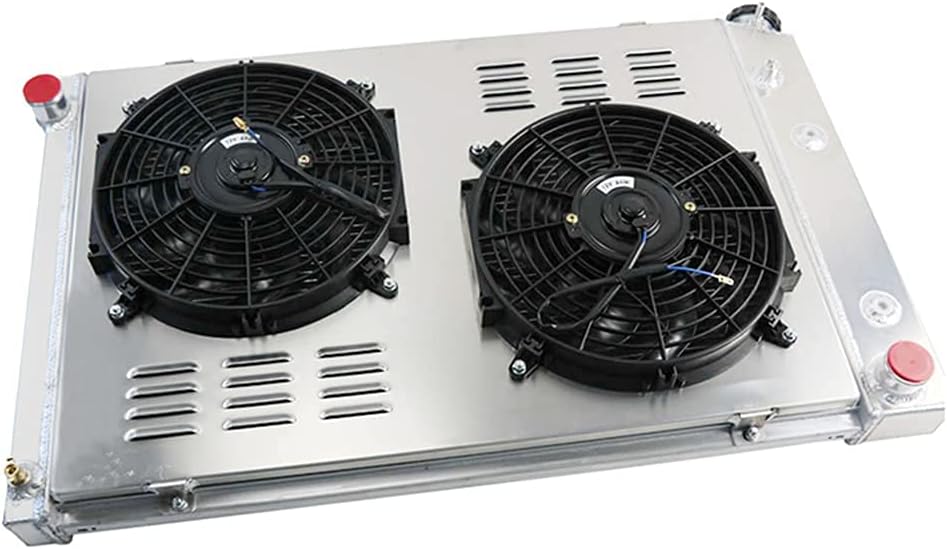 Primecooling 4 Row All Aluminum Radiator +2X12" Fans and Shroud for GMC Chevy C/K Series Pickup Truck/Jimmy V8 Enigne 1973-91