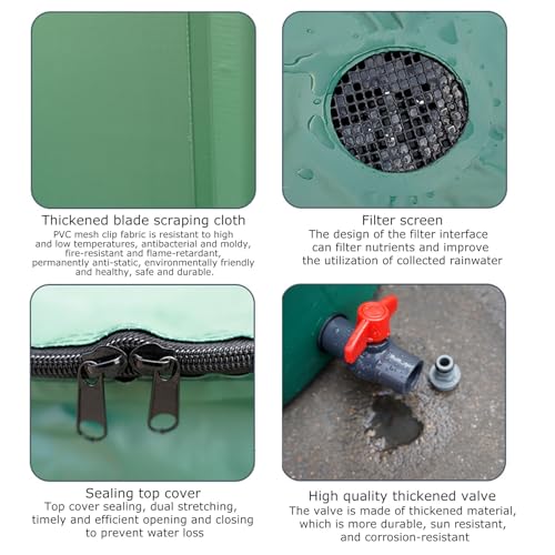 Kngiybo Rain Barrel, Foldable Water Bladder Tanks Container Water Butt Rain Tank Kit, Resistant Water Barrel with Filter Spigot Overflow Kit, Rain Collector Barrel,Large Capacity Garden Bar