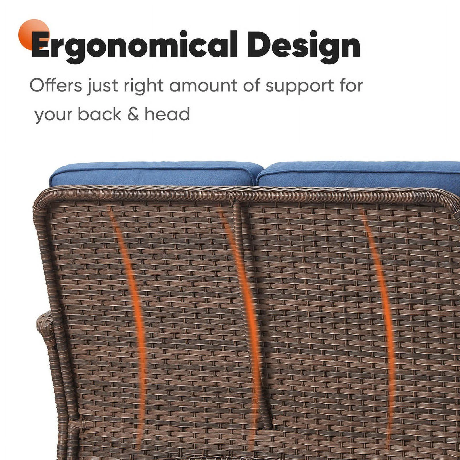 PARKWELL Outdoor 3 Seats Patio Sofa Furniture, All-Weather Wicker Rattan Couch with Removable Cushions,Blue - Curated Treasures Market