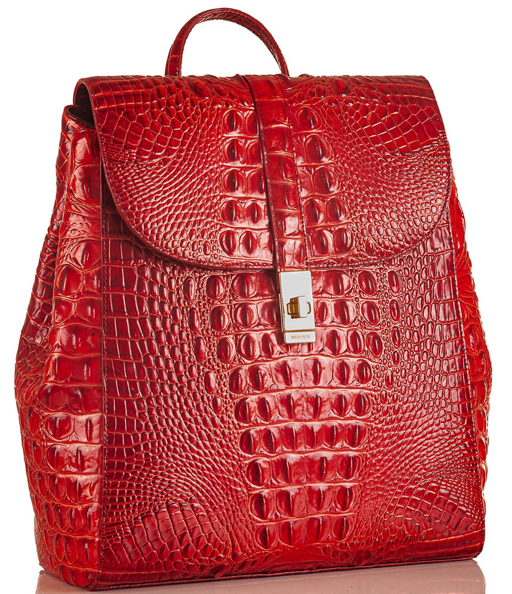 Brahmin Sadie Croc Embossed Leather Backpack - Pecan Melbourne