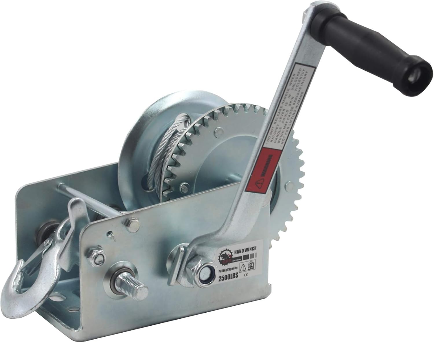 OPENROAD Baot Winch 2500lbs Hand Winch, with 32ft Steel Cable and 2 Speed switchable, for Boat Trailer Towing Winch Pack of 2