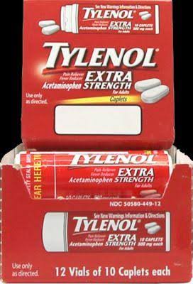 Tylenol Extra Strength Caplets 10 Count, (Pack of 12)