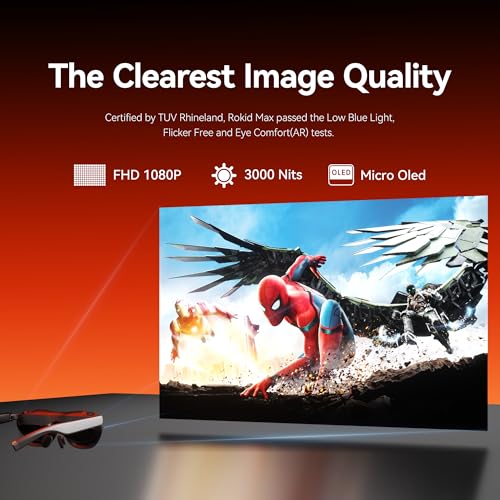 Rokid AR Joy Pack 2 AR Glasses, Smart Glasses Max 2 with Station, 360 Micro-OLED Display, Google Play, Media Streaming, HDCP Support & Cloud Gaming, Console, Android, Windows Compatible