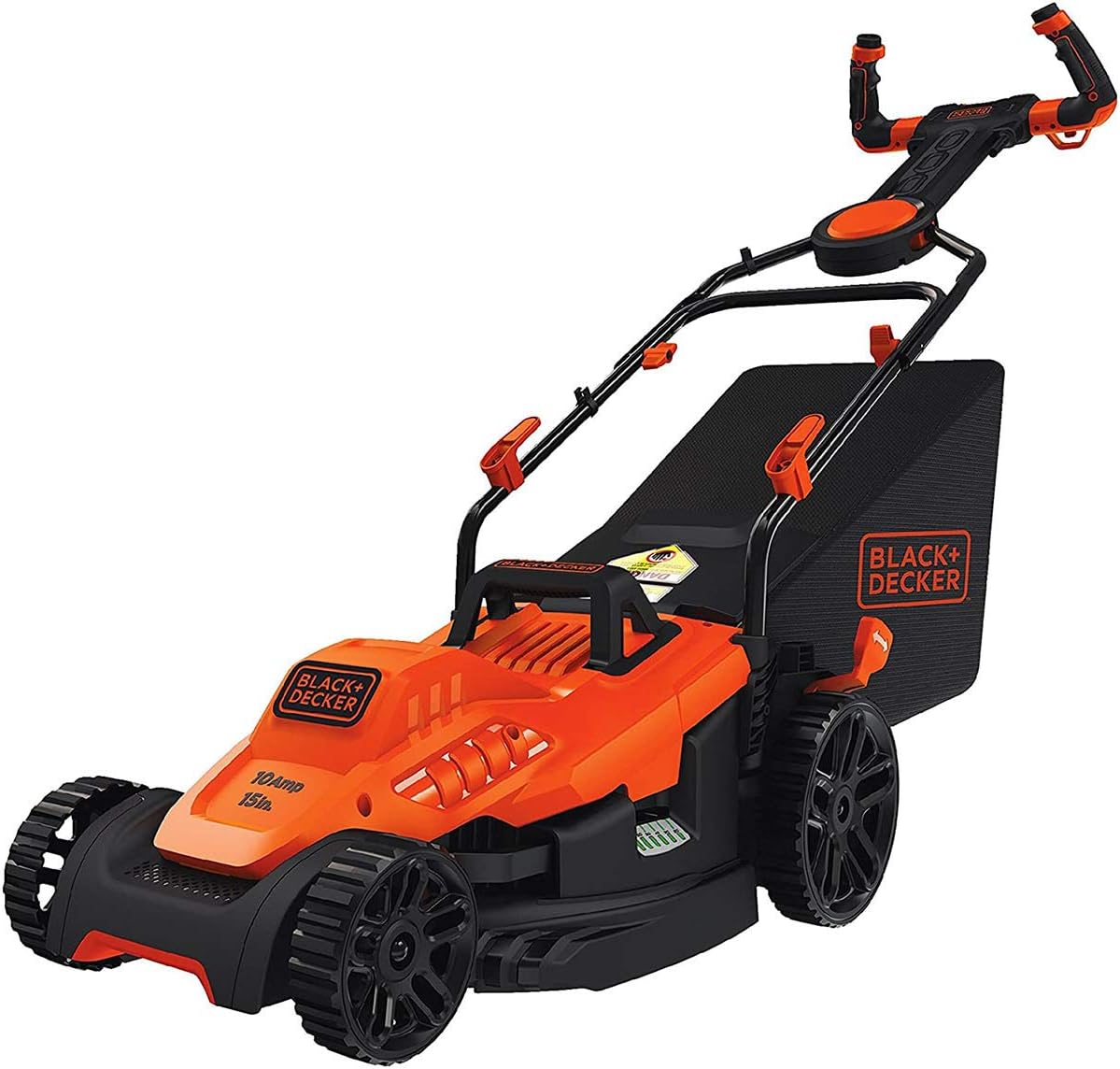 BLACK+DECKER Electric Lawn Mower with Bike Handle, 15-Inch, 10-Amp, Corded (BEMW472BH)