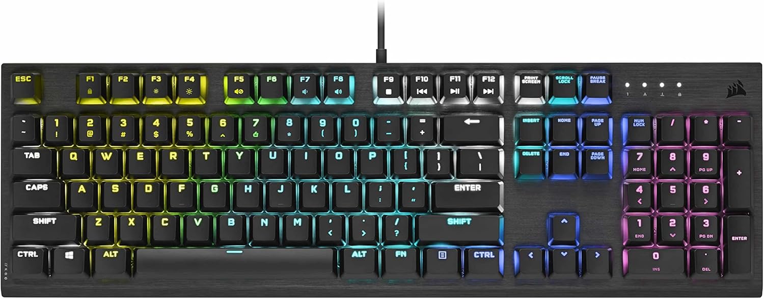 Corsair K60 RGB Pro Low Profile Mechanical Gaming Keyboard - Cherry MX Low Profile Speed Mechanical Keyswitches – Slim and Streamlined Durable Aluminum Frame - Customizable Per-Key RGB Backlighting