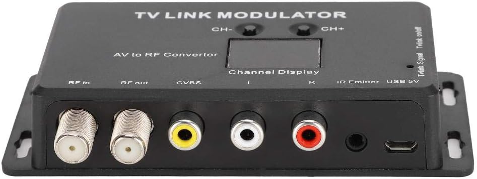 UHF Modulator,TM70 UHF TV Link Modulator AV to RF Converter IR Extender with Channel Display,Modulator Modulator AV to RF Converter IR Extender,Supporting PAL/NTSC with USB Charge Cable