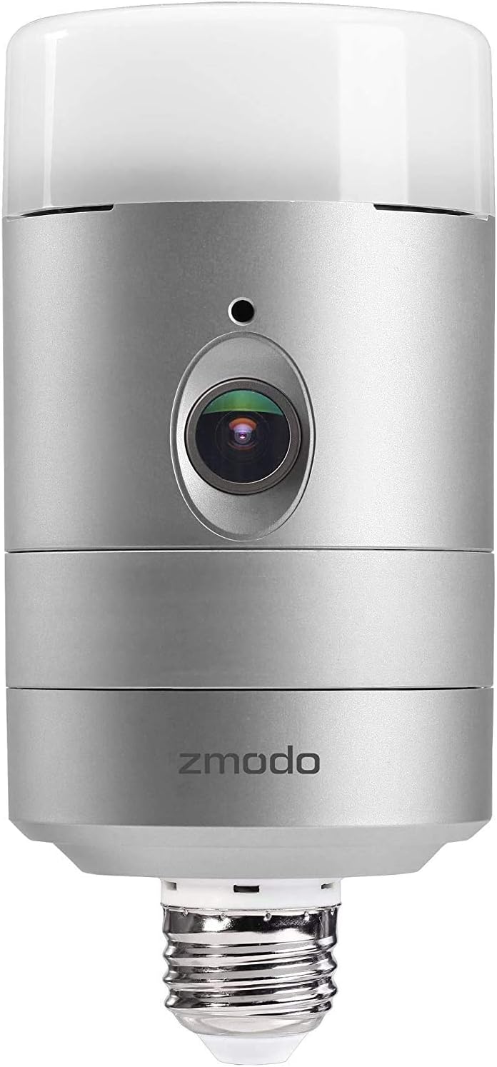 Zmodo Torch 360 Smart Home Garden Door Light Wireless Camera, Outdoor Wide Angle, Motion Alert, Silver