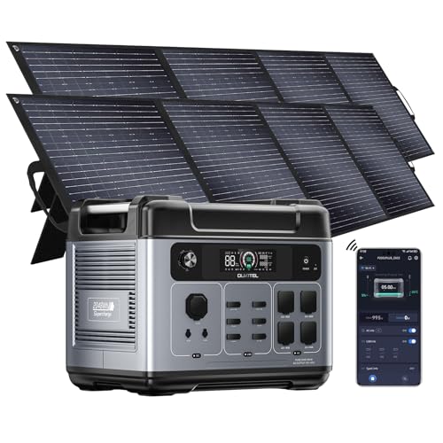 OUKITEL P2001 Plus 2400W Solar Generator with 200W Solar Panel, 2048Wh Solar power station with 4 AC Outlets (5000W Peak), 1.5H Full Charging, APP Control Battery Backup for Home, Camping & RVs