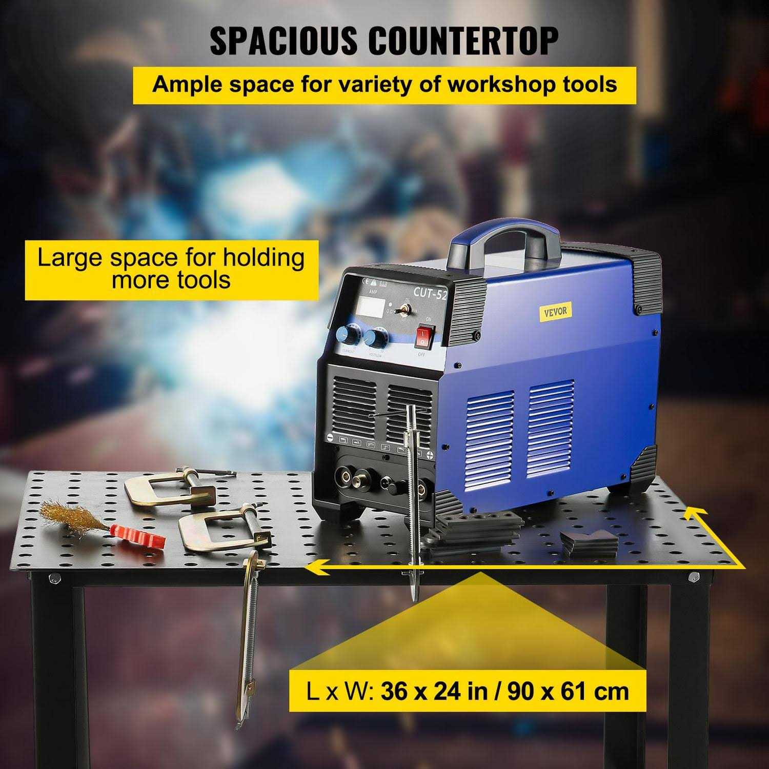 VEVOR Welding Table 36 x 24 Adjustable Workbench 0.12 Thick Industrial Workbench - Shop Hardware Tools Online Store