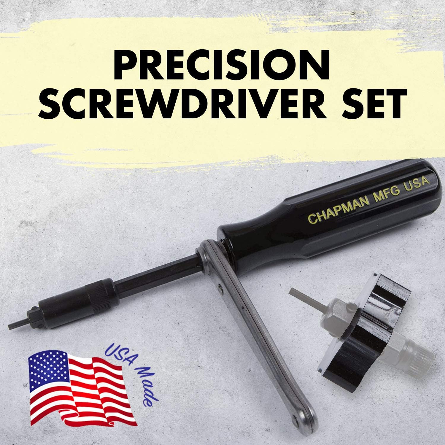 Chapman MFG 7331 All-Purpose Standard Screwdriver Set - Includes Phillips, SAE Allen Hex & Slotted/Flathead Bits, Complete Set Offers 24 USA Made Insert Bits + Mini Ratchet Hand Tool (Desert Tan Case)