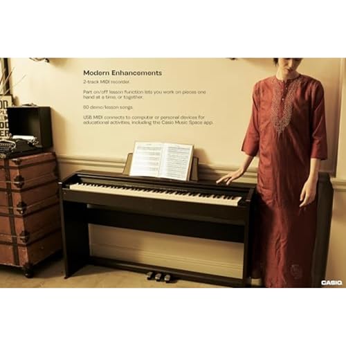 Casio Privia PX-770 – 88-Key Weighted Console Digital Piano | Tri-Sensor II Scaled Hammer Action Keys | AiR Sound Source, 19 Tones, Concert Play, 16W Stereo Speakers, USB-MIDI | Elegant Black Cabinet
