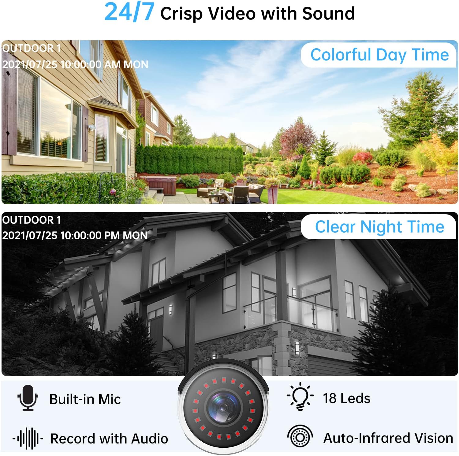 PoE Security Camera System 5MP with Audio, SMONET Home CCTV Surveillance DVR Kits,8 Channel NVR,4Pcs Wired Indoor Outdoor IP Cameras,AI Motion Detection,Night Vision,1TB Hard Drive,Free Phone App