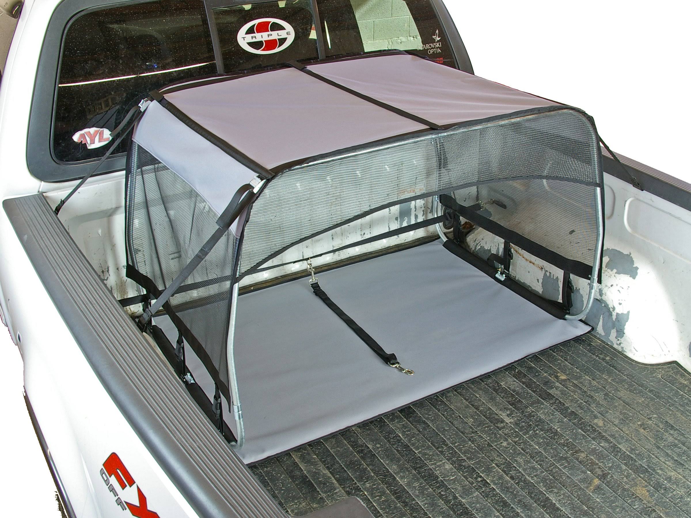 Bushwhacker - Paws N Claws K9 Canopy w/ Pad and Tether for Truck Beds - Dog Shade Shelter Kennel Hound Hut Tent Leash Pup RESTRA