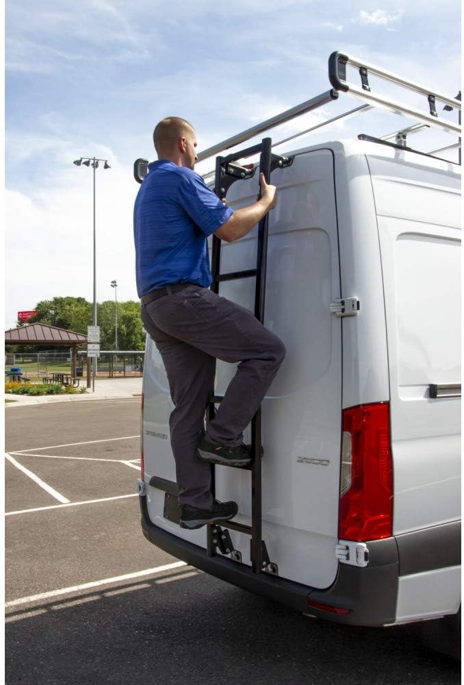 Prime Design AAL Rear Van Door Hook Access Ladder Black (no Drilling) (Compatible with Ford Transit w/High Roof)
