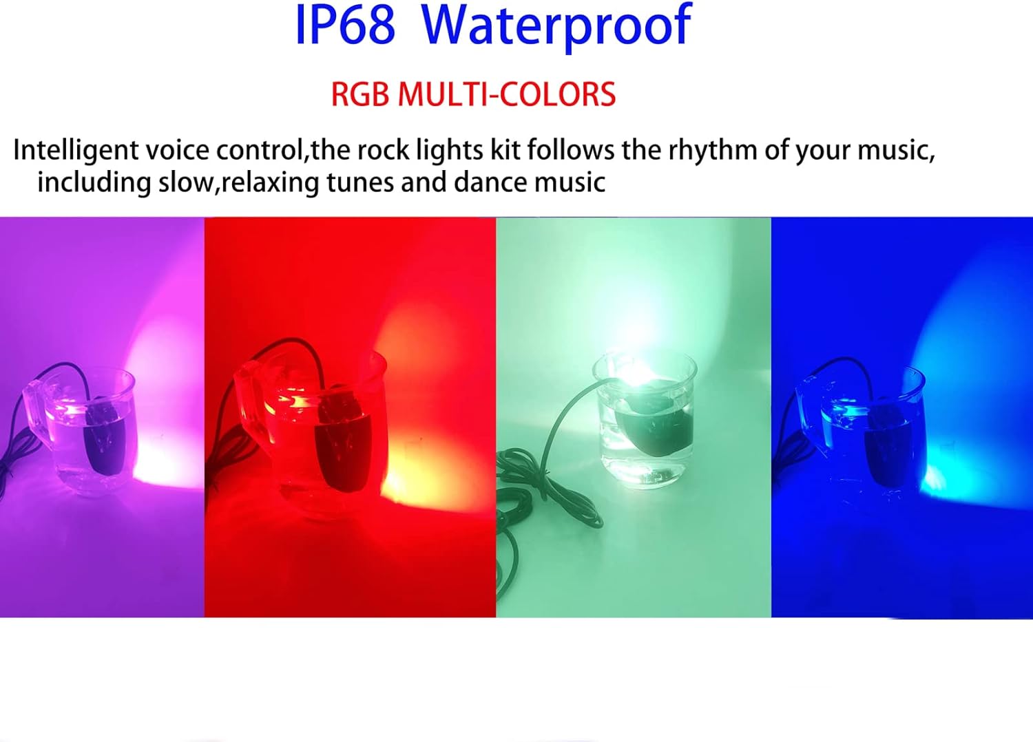 8 Pods RGB LED Rock Lights 3 Control Ways 128LEDs Multicolor Neon Underglow Lighting Kit with APP/RF Control Music Mode for Jeep Truck UTV SUV Waterproof Pack of 2
