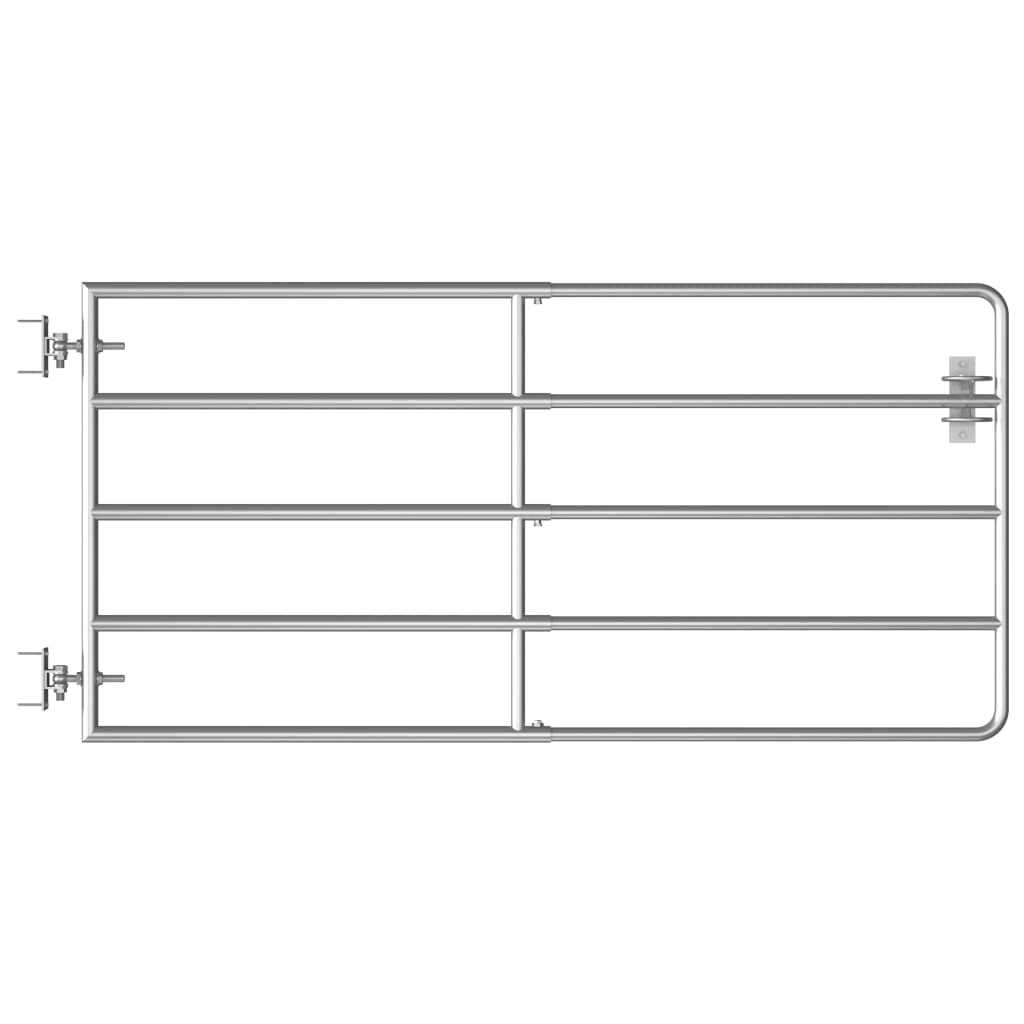 vidaXL 5 Bar Field Gate Steelx35.4 Silver - Shop Hardware Tools Online Store