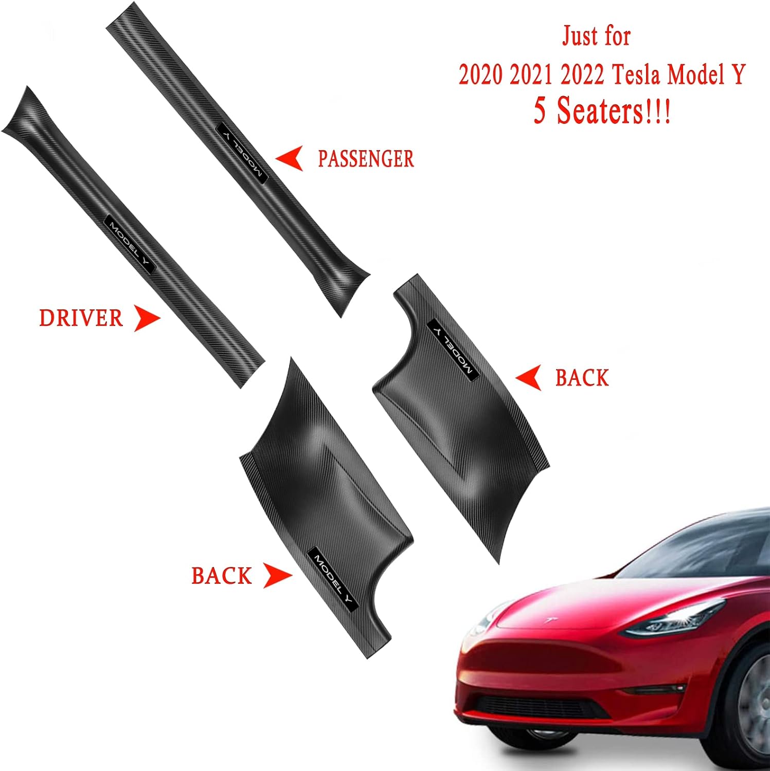 LMZX Tesla Model Y Door Sill Protector Guard Matte Carbon Fiber Pattern Entry Protector Cover for Tesla Model Y 5 Seater Accessories(ABS,4 pcs)