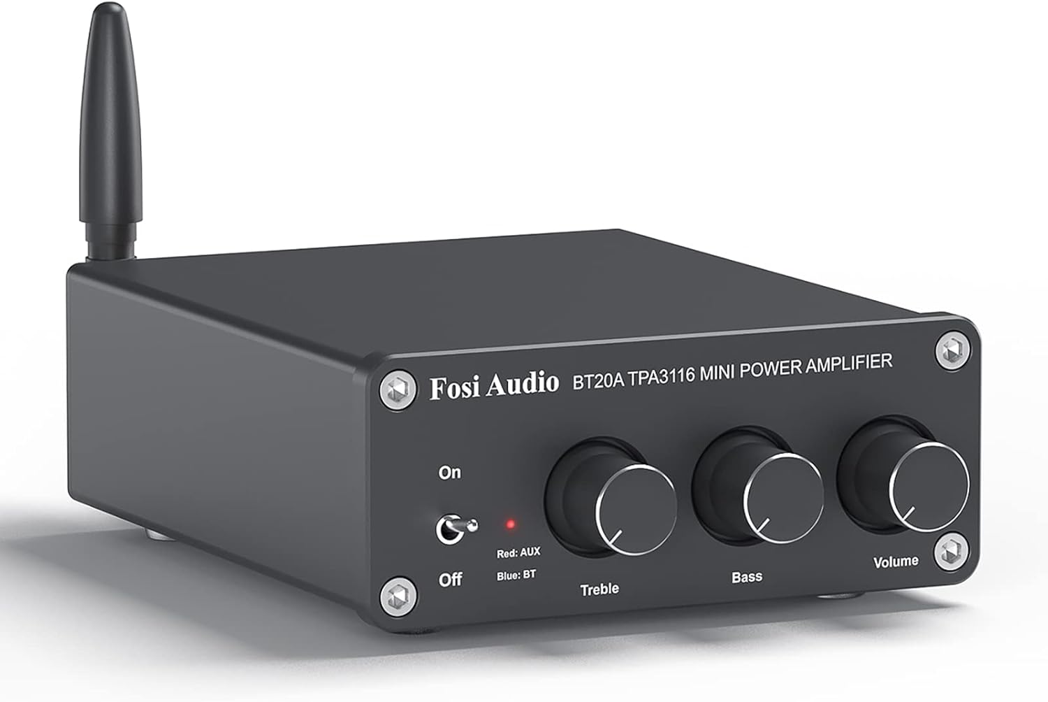Fosi Audio BT20A Bluetooth 5.0 Stereo Audio 2 Channel Amplifier Receiver Mini Hi-Fi Class D Integrated Amp 2.0 CH for Home Speakers 100W x 2 with Bass and Treble Control TPA3116 (with Power Supply) Pack of 2