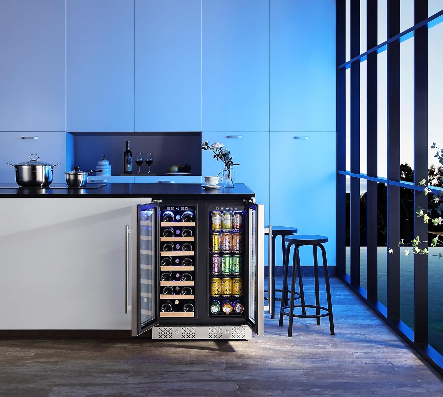Empava Wine and Beverage Refrigerator, Silver