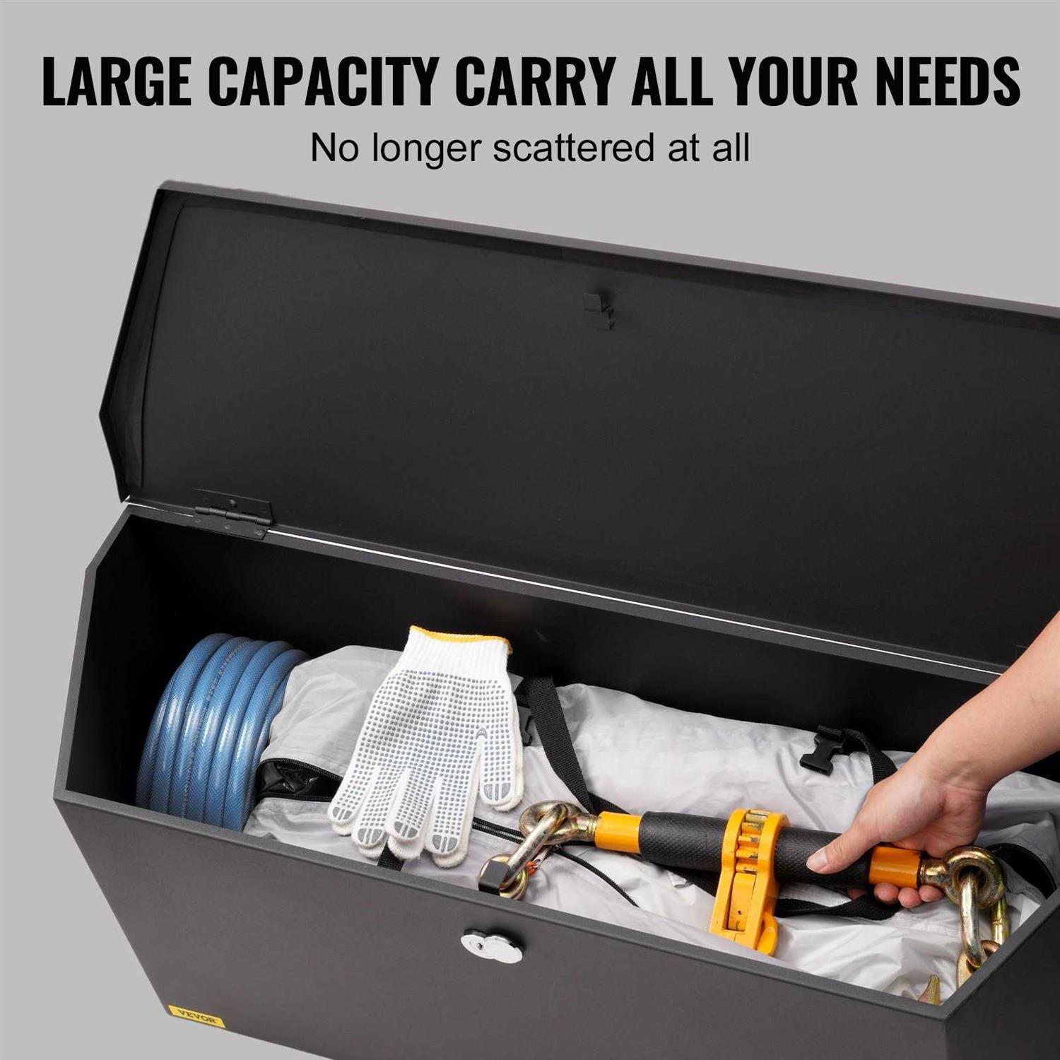 VEVOR Trailer Tongue Box, Carbon Steel Tongue Box Tool Chest, Heavy Duty Trailer Box Storage with Lock and Keys - Shop Hardware Tools Online Store