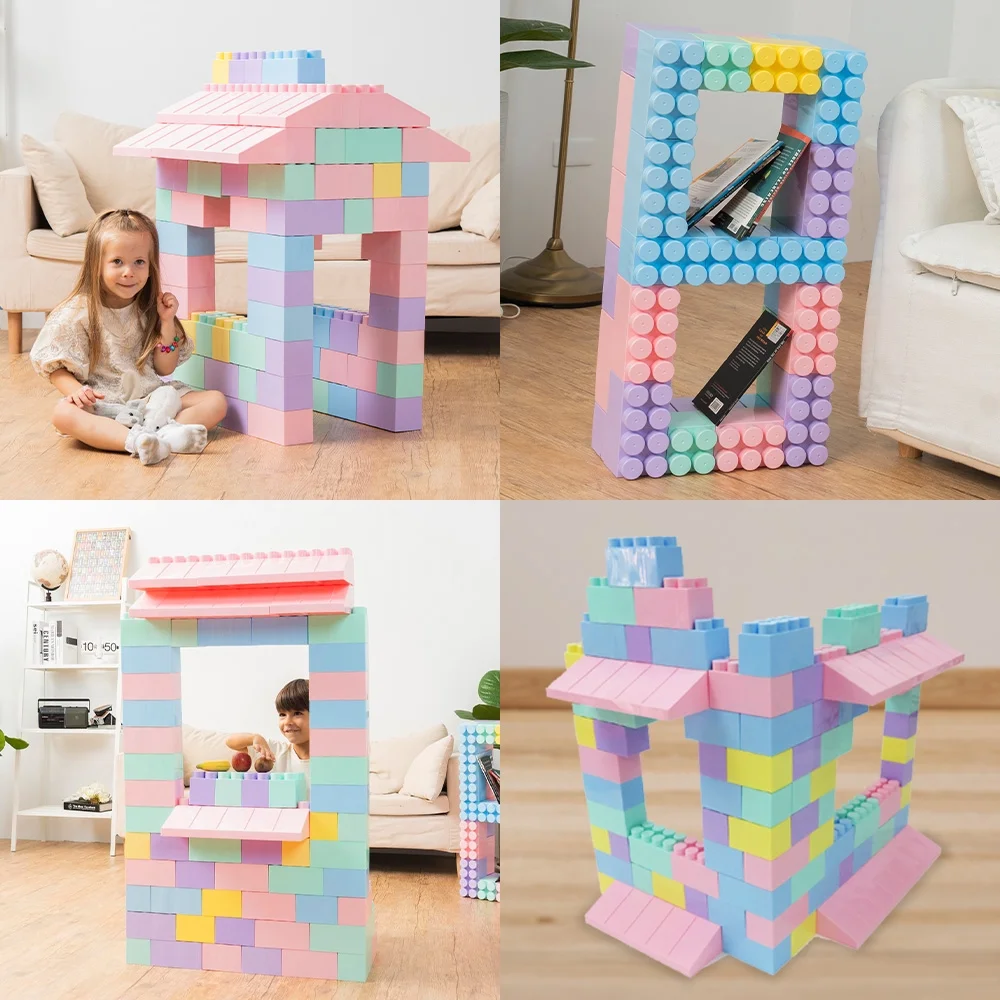Giant Plastic Blocks Jumbo, Big Blocks, Jumbo Blocks, Big Building Blocks Jumbo, Giant Blocks, Huge Blocks, Jumbo Building Blocks, Large Blocks for Kids Ages 1 to 8 (86pcs blocks with wheels)