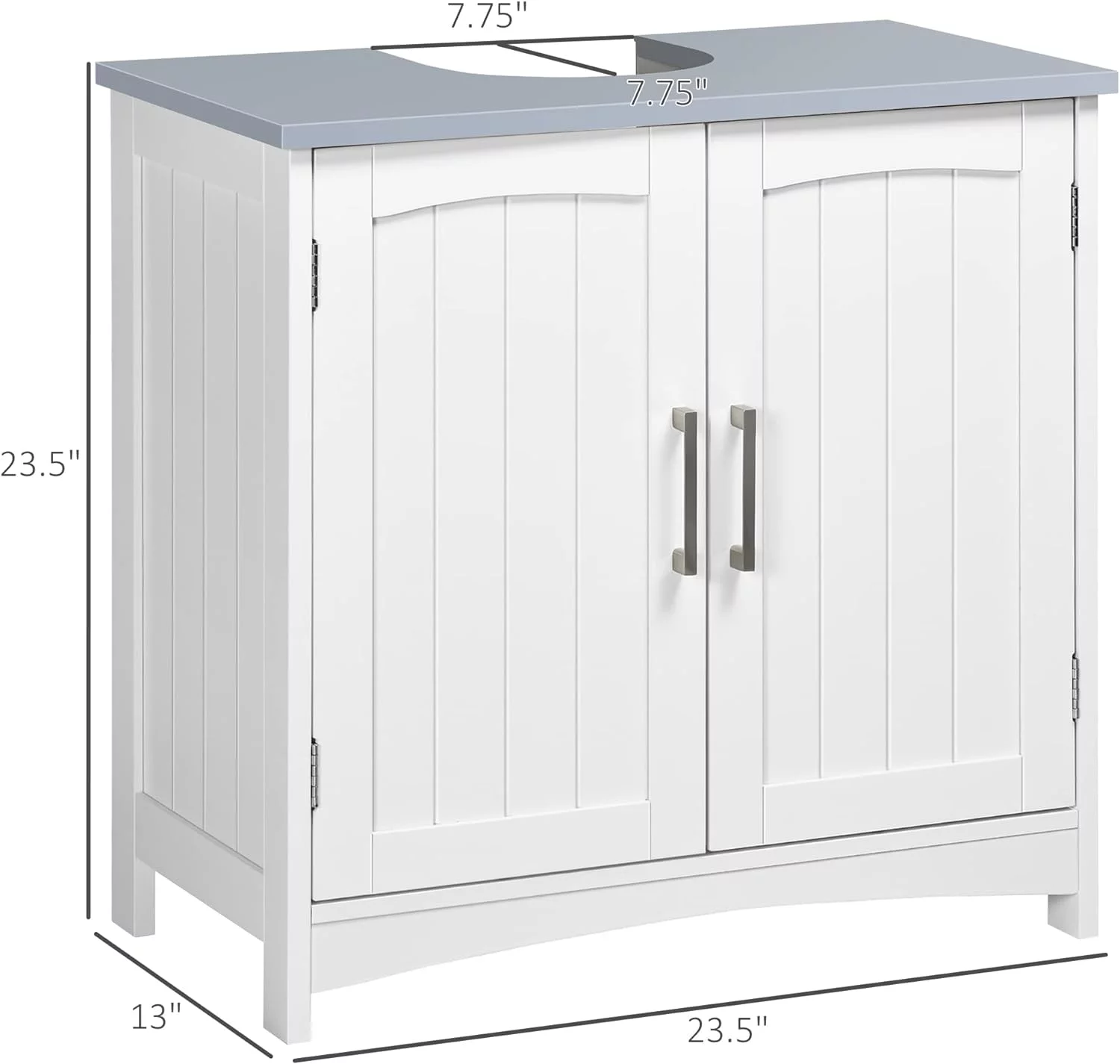 Pedestal Sink Storage Cabinet, Under Sink Cabinet with Double Doors, White-AS